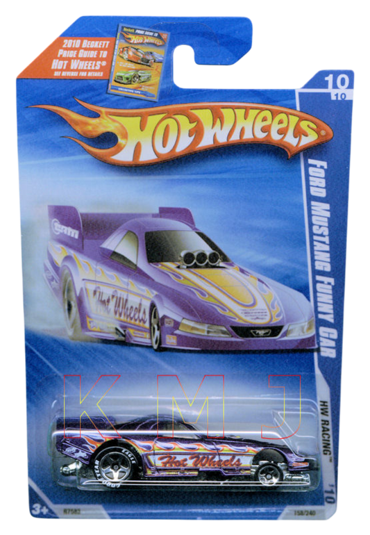 Hot Wheels 2010 - Collector # 158/240 - HW Racing 10/10 - Ford Mustang Funny Car - Purple - Body Flips Up - Good Year Rear Tires - Walmart Exclusive - USA 'Beckett' Card