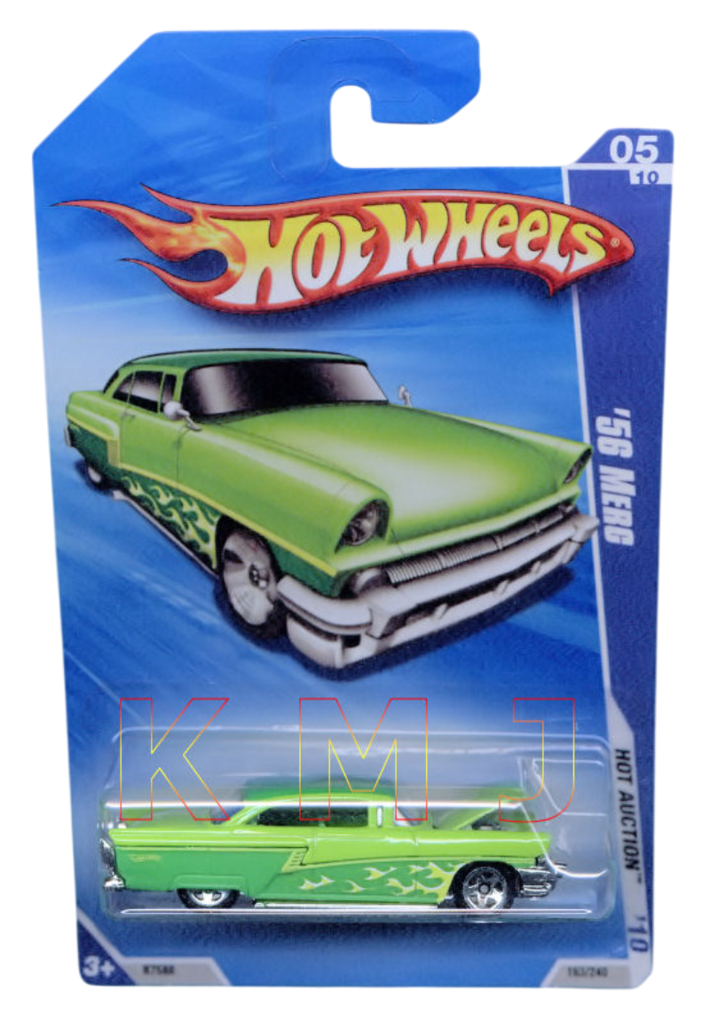 Hot Wheels 2010 - Collector # 163/240 - Hot Auction 5/10 - '56 Merc - Green Two-Tone - Opening Hood - USA Card