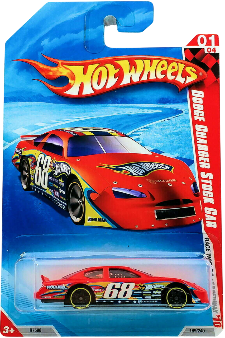 Hot Wheels 2010 - Collector # 169/240 - Race World / Speedway 1/4 - Dodge Charger Stock Car - Red / #68 - USA '11 Card