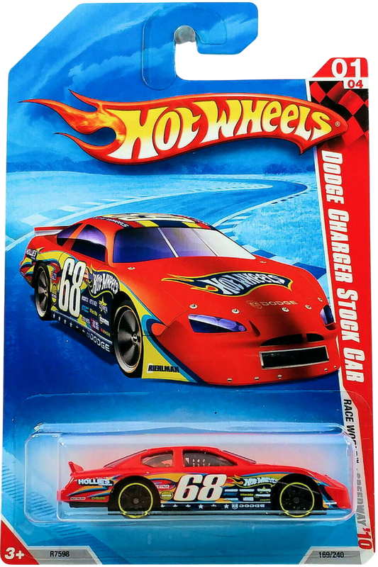 Hot Wheels 2010 - Collector # 169/240 - Race World / Speedway 1/4 - Dodge Charger Stock Car - Red / #68 - USA '11 Card