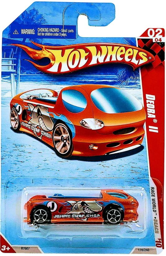 Hot Wheels 2010 - Collector # 178/240 - Race World / Beach 2/4 - Deora II - Metalflake Orange / Blue Surf Boards - USA '11 Card