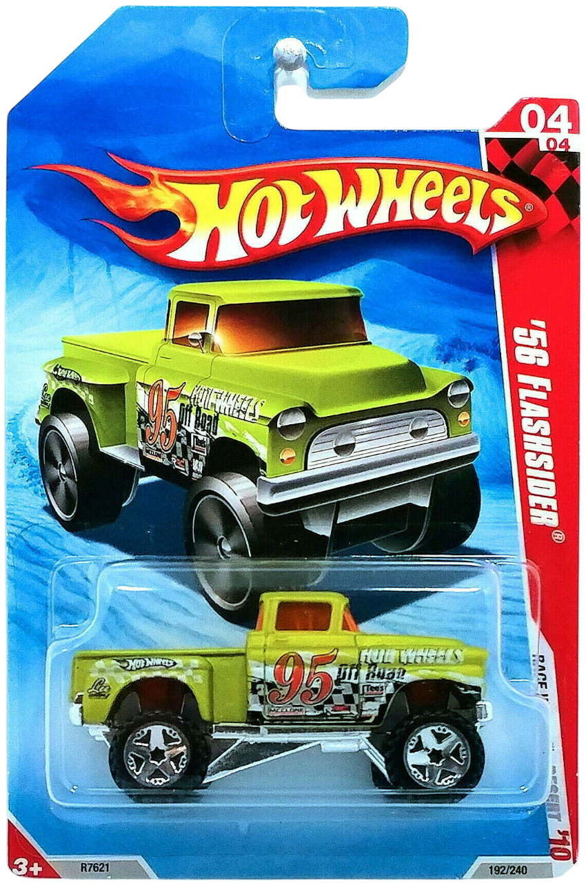 Hot Wheels 2010 - Collector # 192/240 - Race World / Desert 4/4 - '56 Flashsider 4X4 - Satin Antifreeze / #95 - USA '11 Card