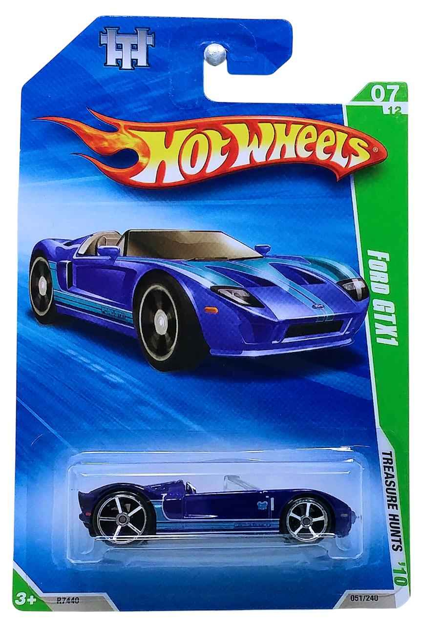 Hot Wheels 2010 - Collector # 051/240 - Treasure Hunts 7/12 - Ford GTX1 - Blue - OH5SP Wheels - USA Card