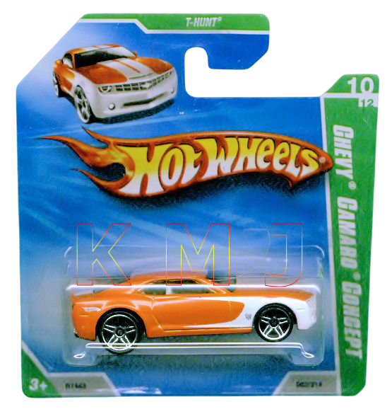 Hot Wheels 2010 - Collector # 062/214 - Treasure Hunts 10/12 - Chevy Camaro Concept - Orange & White - International Short Card
