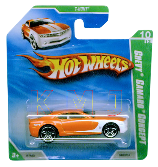 Hot Wheels 2010 - Collector # 062/214 - Treasure Hunts 10/12 - Chevy Camaro Concept - Orange & White - International Short Card