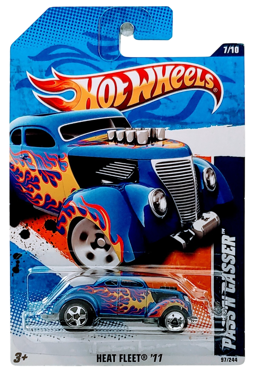 Hot Wheels 2011 - Collector # 097/244 - Heat Fleet 7/10 - Pass'N Gasser - Satin Blue - USA Card