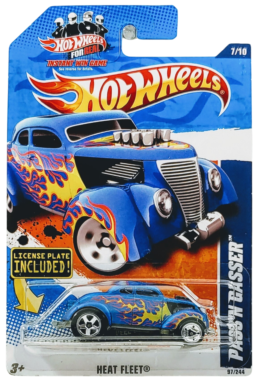 Hot Wheels 2011 - Collector # 097/244 - Heat Fleet 7/10 - Pass'N Gasser - Satin Blue - USA 'Instant Win' Card with License Plate Included