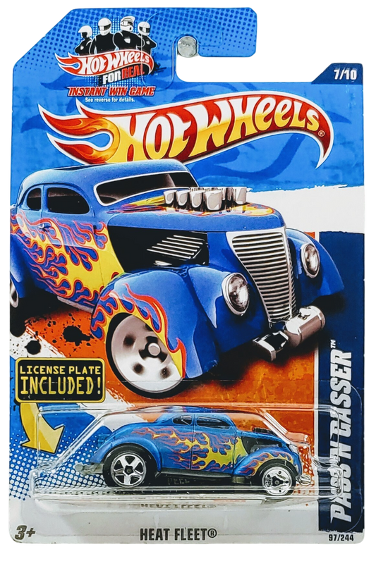 Hot Wheels 2011 - Collector # 097/244 - Heat Fleet 7/10 - Pass'N Gasser - Satin Blue - USA 'Instant Win' Card with License Plate Included