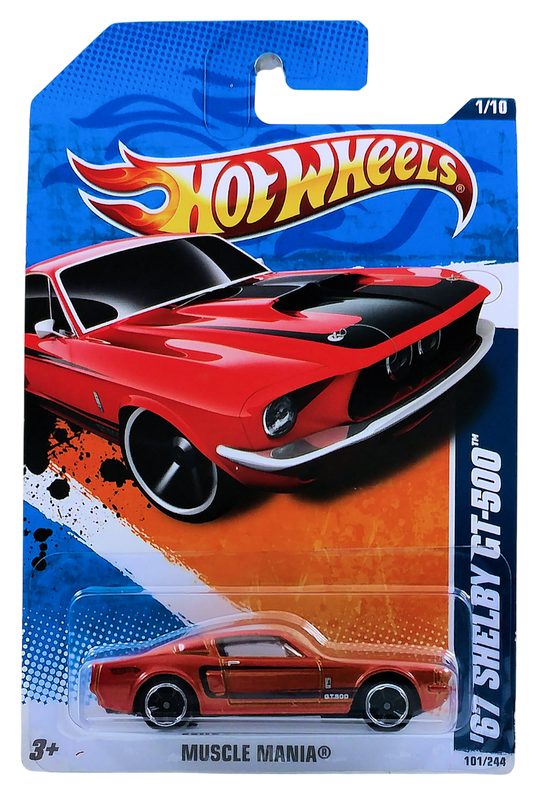 Hot Wheels 2011 - Collector # 101/244 - Muscle Mania 1/10 - '67 Shelby GT-500 - Metallic Red - Chrome & Black MC5 Wheels - USA Card
