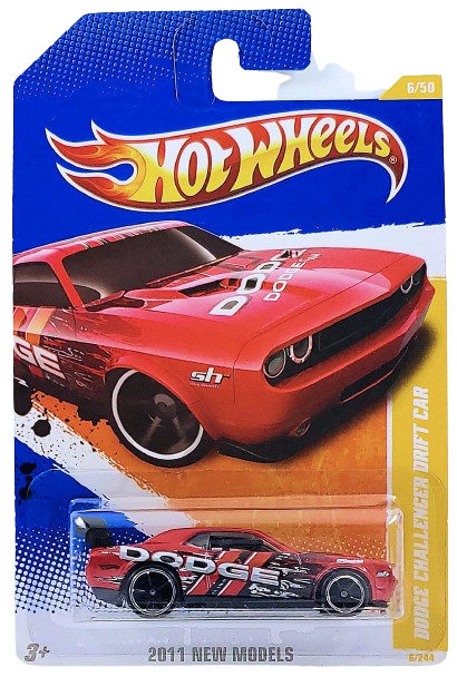 Hot Wheels 2011 - Collector # 006/244 - New Models 6/50 - Dodge Challenger Drift Car - Metallic Red / DODGE Graphics - OH5SP Wheels - USA Card
