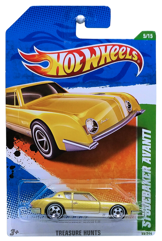 Hot Wheels 2011 - Collector # 055/244 - Treasure Hunts 05/15 - Studebaker Avanti - Gold Metalflake - 5 Spokes - USA Card