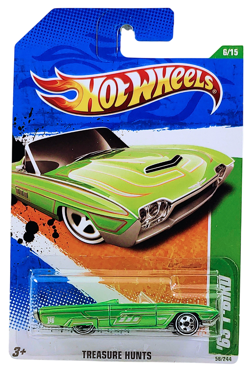 Hot Wheels 2011 - Collector # 056/244 - Treasure Hunts 06/15 - '63 T-Bird - Lime Green Metalflake - 5 Spokes - USA Card