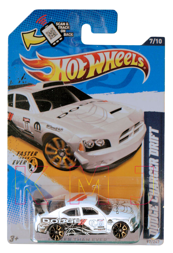 Hot Wheels 2012 - Collector # 097/247 - Faster Than Ever 7/10 - Dodge Charger Drift - White - FTE 2 Wheels - USA Card