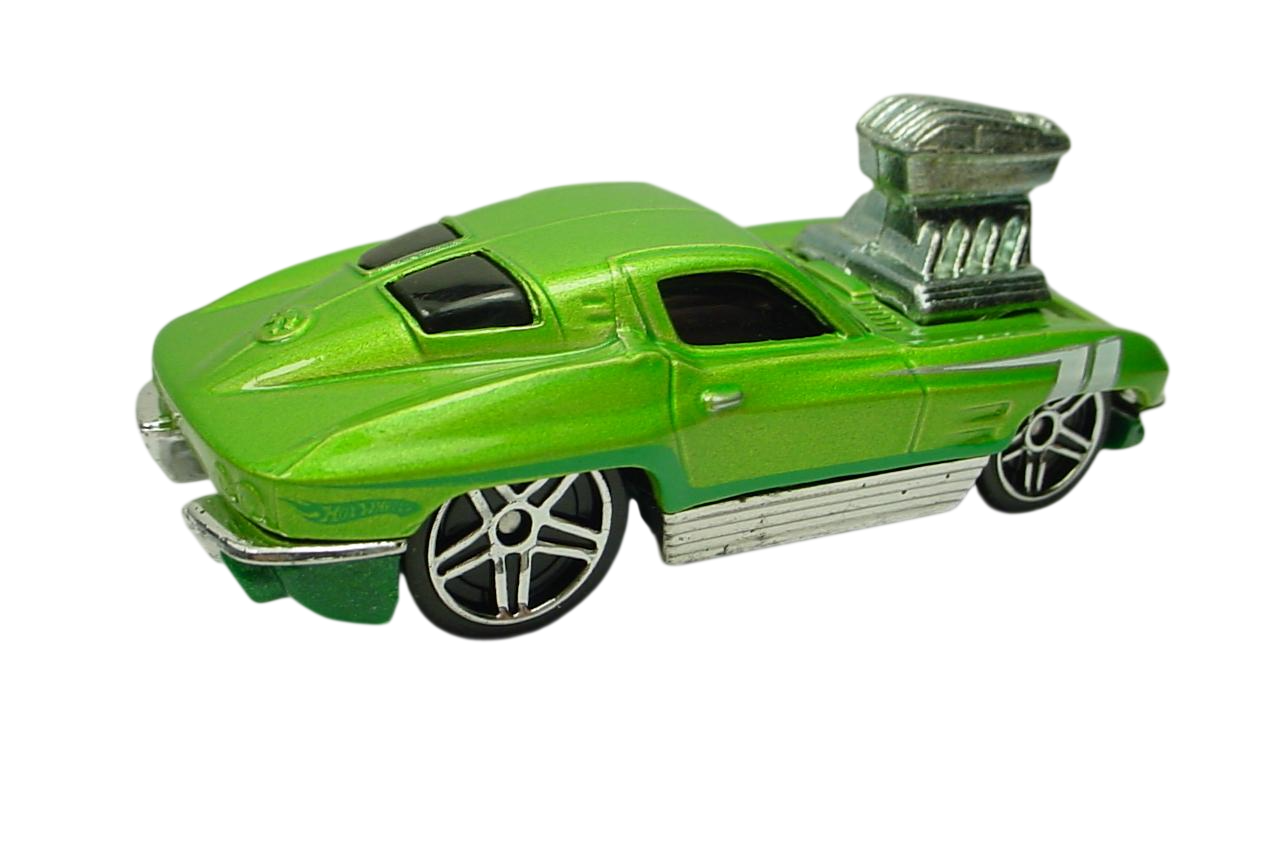 Hot Wheels 2013 - Theme / Corvette 60th Anniversary Series 7/8 - 1963 Corvette (Tooned) - Green - PR5 Spokes - Walmart Exclusive - Corvette 60th Card Art