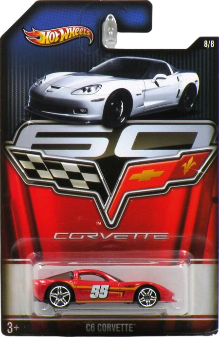 Hot Wheels 2013 - Theme / Corvette 60th Anniversary Series 8/8 - C6 Corvette - Red - PR5 Spokes - Walmart Exclusive - Corvette 60th Card Art