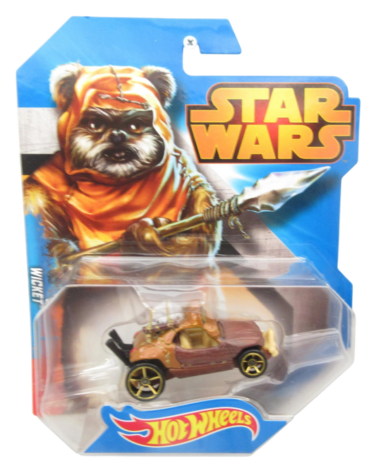 Hot Wheels 2014 - Character Cars / Star Wars # 14/15 - Wicket - Dark Brown, Dark Orange, Tan & Dirty White - Gold OH5SP Wheels - Blue Card Series