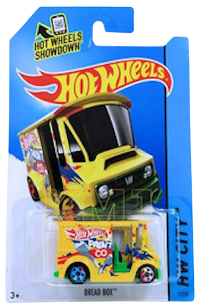 Hot Wheels 2014 - Collector # 007/250 - HW City / HW City Works - Bread Box - Yellow - Multi-Colored 5 Spoke Wheels - International Card