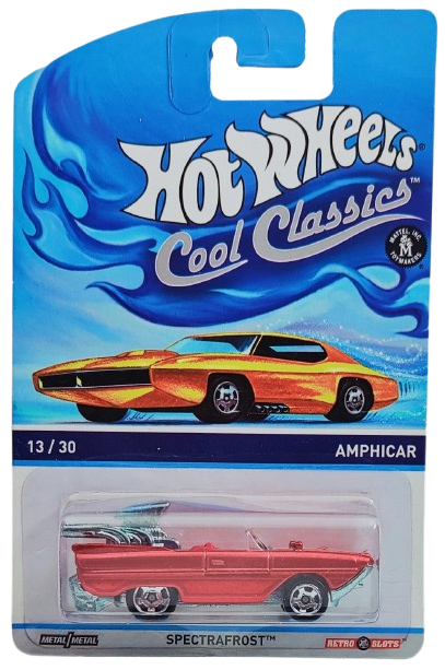 Hot Wheels 2014 - Cool Classics # 13/30 - Amphicar - Spectrafrost Red - Metal/Metal - Retro Slot Wheels - Gold Car Card