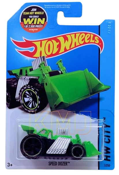 Hot Wheels 2015 - Collector # 001/250 - HW City / HW City Works - Speed Dozer - Green - USA 'WIN' Card