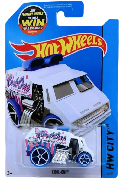 Hot Wheels 2015 - Collector # 003/250 - HW City / HW City Works - Cool-One - White - USA 'WIN' Card