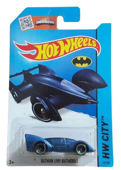 Hot Wheels 2015 - Collector # 065/250 - HW City / Batman - Batman Live! Batmobile - Blue Metalflake - USA 'Showdown' Card