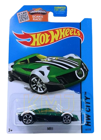 Hot Wheels 2015 - Collector # 066/250 - HW City / All Stars - MR11 - Green  Metalflake - M5 Wheels - USA 'Showdown' Card