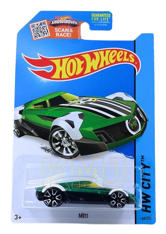 Hot Wheels 2015 - Collector # 066/250 - HW City / All Stars - MR11 - Green Metalflake - TRAP5 Wheels - USA 'Showdown' Card