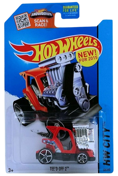 Hot Wheels 2015 - Collector # 068/250 - HW City / HW All Stars / New Models - Tee'd Off 2 - Red - USA 'Showdown' Card