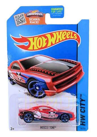 Hot Wheels 2015 - Collector # 070/250 - HW City / HW All Stars - Muscle Tone - Red - USA 'WIN' Card