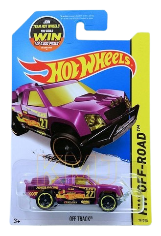 Hot Wheels 2015 - Collector # 079/250 - HW Off-Road / Road Rally - Off Track - Purple / #27 / Various Racing Decals - USA 'WIN' Card