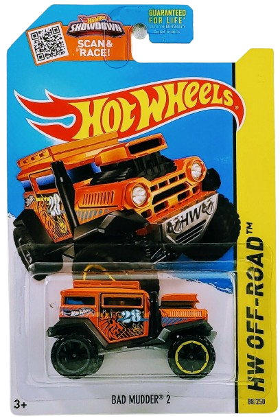 Hot Wheels 2015 - Collector # 088/250 - HW Off-Road / Battle Kings - Bad Mudder - Orange - USA 'Showdown' Card
