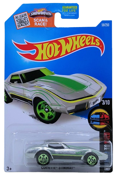 Hot Wheels 2016 - Collector # 058/250 - HW Mild to Wild 3/10 - ZAMAC - Corvette Stingray - ZAMAC - Walmart Exclusive - USA ‘Showdown’ Card