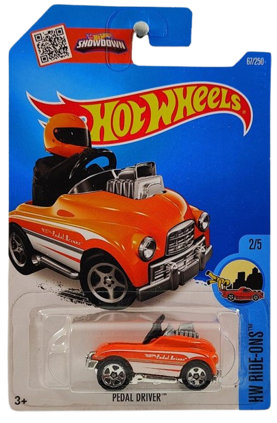 Hot Wheels 2016 - Collector # 067/250 - HW Ride-Ons 2/5 - Pedal Driver - Orange Body / Chrome Base - International ‘Showdown’ Card