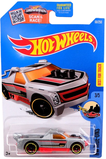 Hot Wheels 2016 - Collector # 068/250 - HW Ride-Ons 3/5 - Fig Rig - Silver Body / Red Base - OH5SP Wheels - USA ‘Showdown’ Card