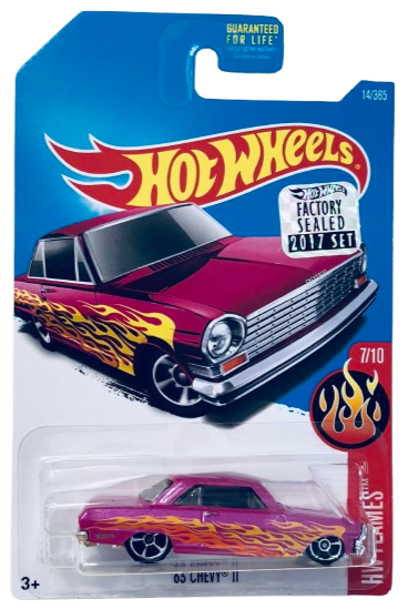 Hot Wheels 2017 - Collector # 014/365 - HW Flames 7/10 - '63 Chevy II - Pink Metalflake - FSC