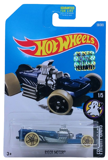 Hot Wheels 2017 - Collector # 157/365 - Fright Cars 1/5 - Rigor Motor - Metalflake Blue - PR5 Wheels - USA Card with Factory Set Sticker
