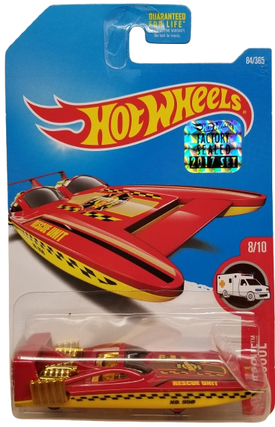Hot Wheels 2017 - Collector # 084/365 - HW Rescue 8/10 - H2GO - Red / Rescue Unit - USA Card with Factory Set Sticker