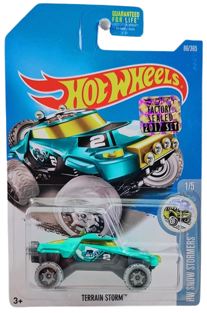 Hot Wheels 2017 - Collector # 086/365 - HW Snow Stormers 1/5 - Terrain Storm - Teal Blue - OR6SP Wheels - USA Card with Factory Set Sticker