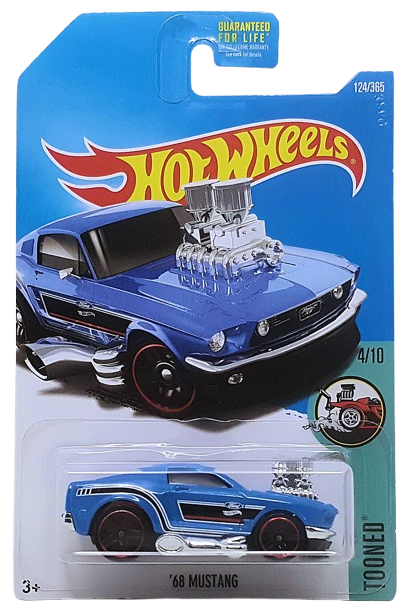 Hot Wheels 2017 - Collector # 124/365 - Tooned 4/10 - '68 Mustang - Blue - USA Card