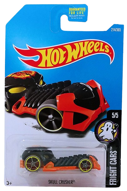 Hot Wheels 2017 - Collector # 214/365 - Fright Cars 5/5 - Skull Crusher - Black & Orange - OH5Sp Wheels - USA Card
