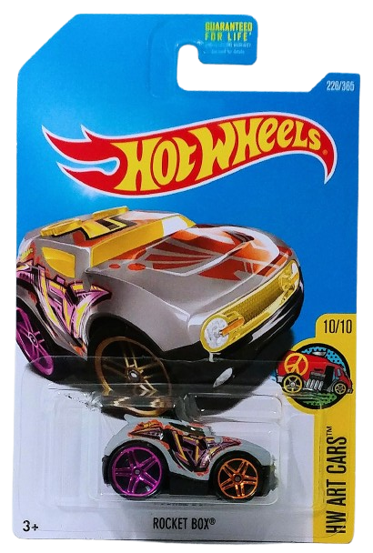 Hot Wheels 2017 - Collector # 226/365 - HW Art Cars 10/10 - Rocket Box - Gray / 'T' on Roof - USA Card