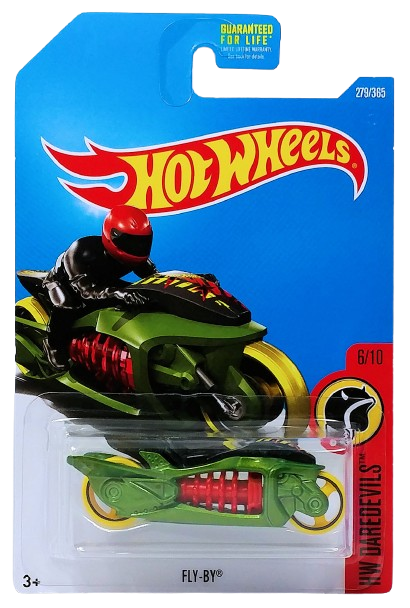 Hot Wheels 2017 - Collector # 279/365 - HW Daredevils 6/10 - Fly-By (Jet Motorcycle) - Green - USA Card