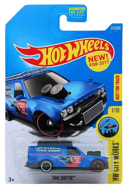 Hot Wheels 2017 - Collector # 312/365 - HW City Works 1/10 - New Models - Time Shifter - Matte Blue / 'Hot Wheels Tire Shop' - USA Card