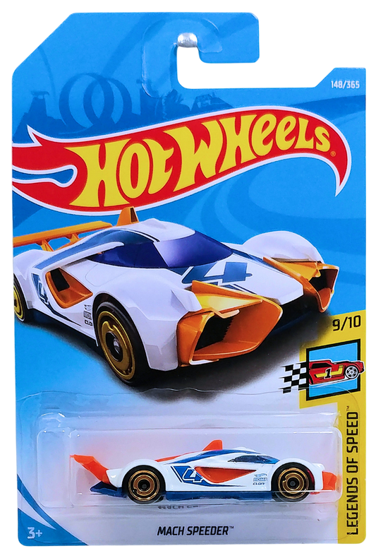 Hot Wheels 2018 - Collector # 253/365 - Legends of Speed 9/10 - New Models - Mach Speeder - White - International Card