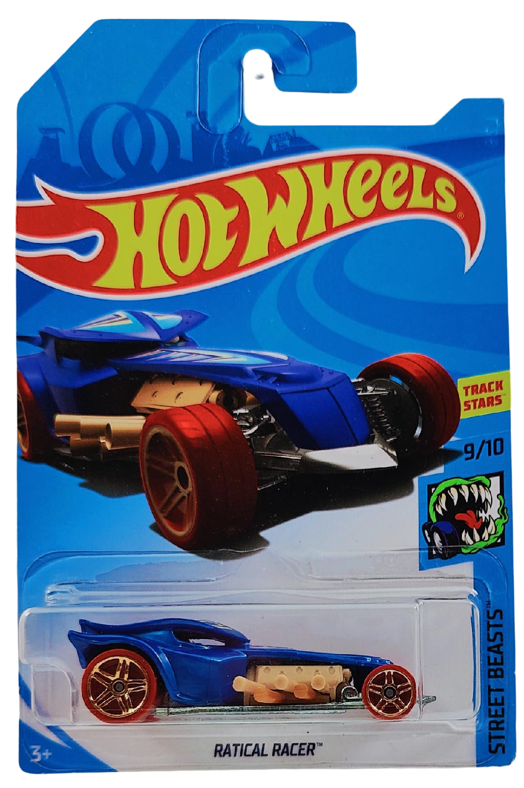 Hot Wheels 2018 - Collector # NONE - Street Beasts 9/10 - Treasure Hunts - Ractical Racer - Blue - International Card