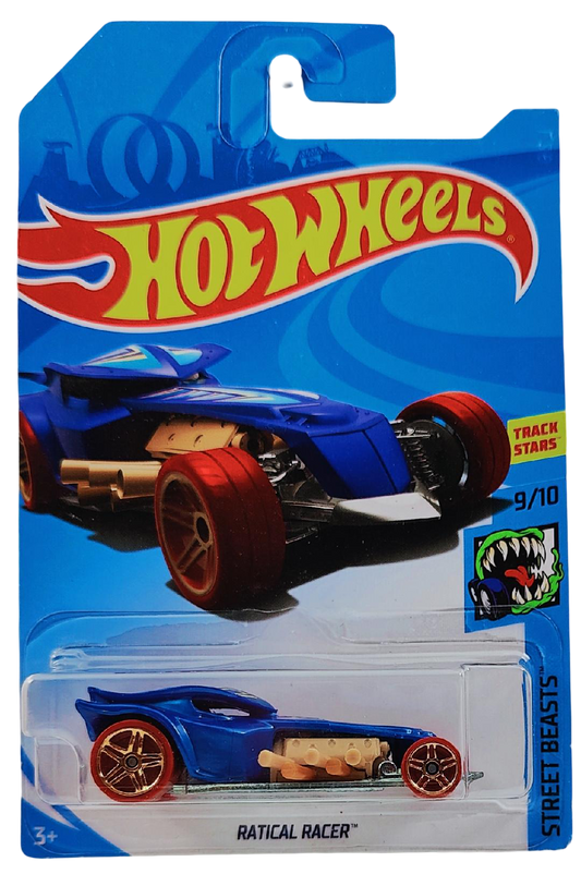 Hot Wheels 2018 - Collector # NONE - Street Beasts 9/10 - Treasure Hunts - Ractical Racer - Blue - International Card