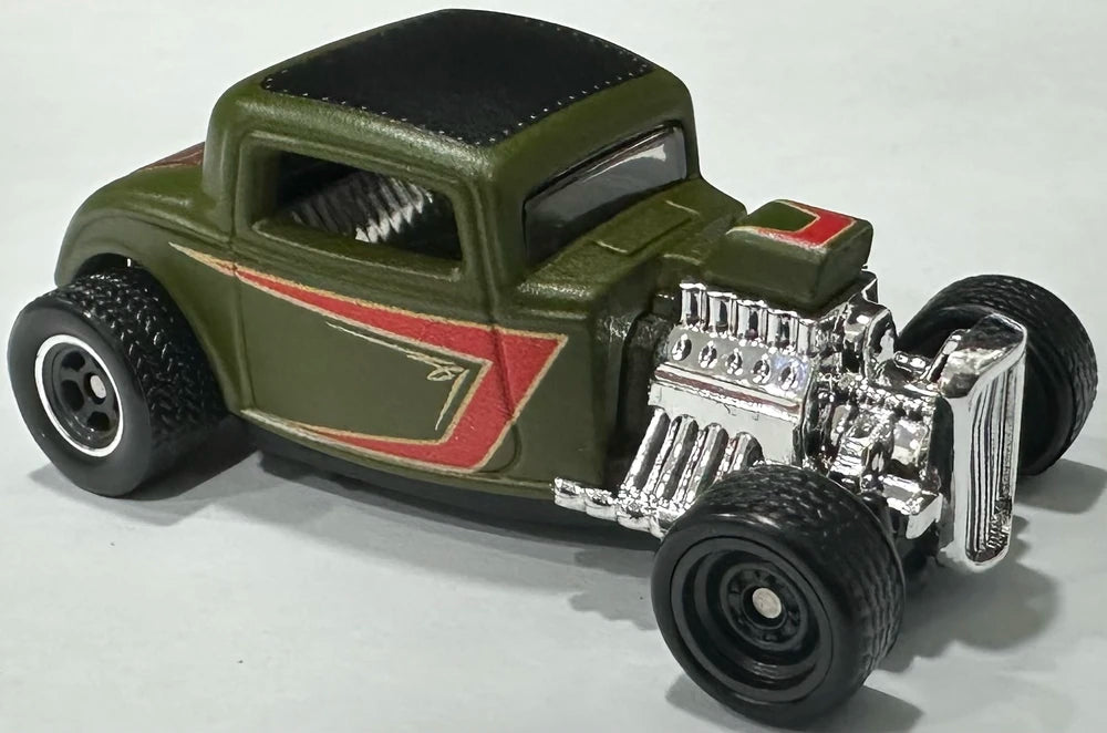 Hot Wheels 2024 - Premium / Mix 5 / Boulevard # 112 - '32 Ford - Matte Olive Green - Metal/Metal & Real Riders - Walmart Exclusive