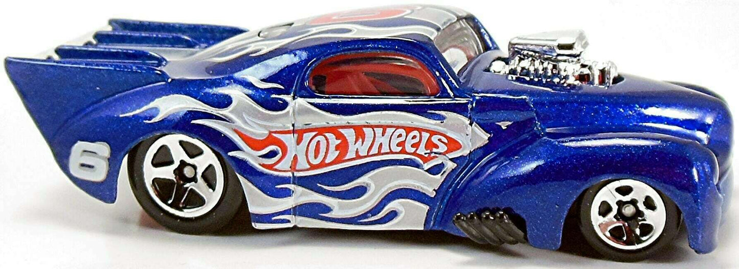 Hot Wheels 2007 - Collector # 077/180 - Hot Wheels Racing Series 1/4 - 1941 Willys Coupe (Pro Mod Drag Car) - Blue Metalflake / #6 - 5 Spokes - USA Card
