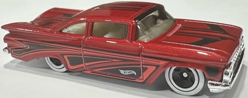 Hot Wheels 2026 - Collector # 044/250 - Layin' Low 2/5 - '59 Chevy Impala - Red - White Walls on 5 Spoke Wheels - USA Card