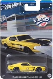 Hot Wheels 2024 - Theme / Mix 2 / Vintage Racing Club 3/5 - 1969 Ford Mustang Boss 302 - Yellow / #12 - MM5 Wheels - Kroger Exclusive